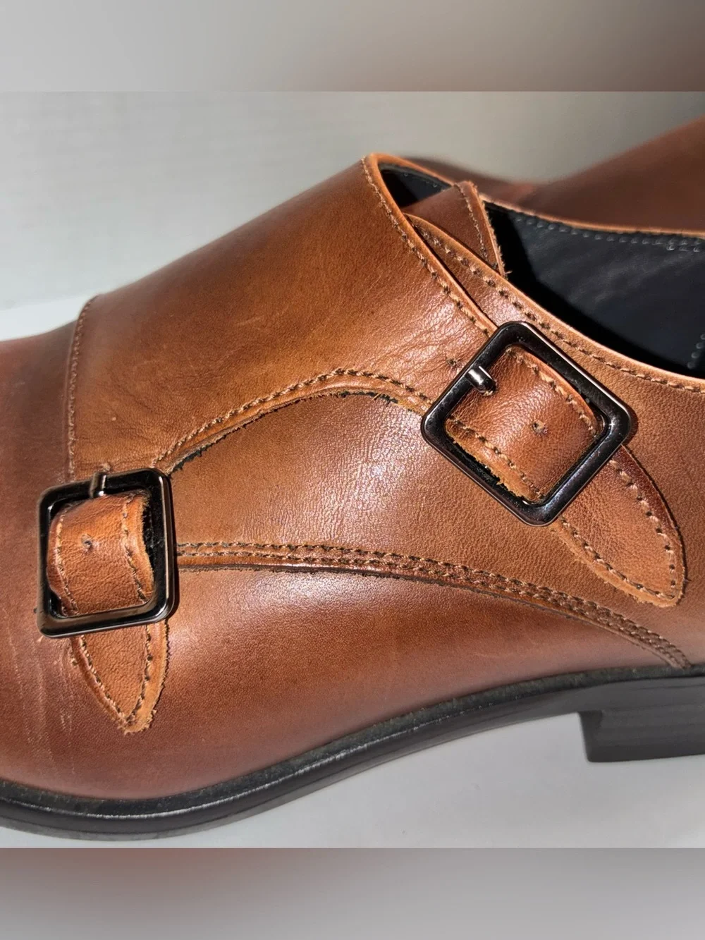 Nordstrom Men's Tan Leather Single Monk Strap Slip-On Loafers